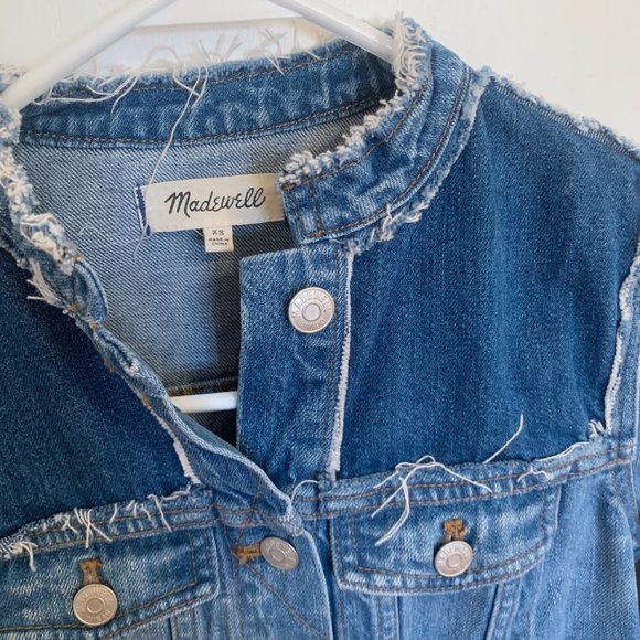 Madewell Patchwork Raw Hem 100% Cotton Denim Jean Jacket XS - Picture 2 of 10
